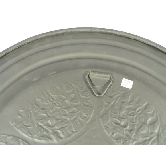 Metal Wall Plate Platter Centerpiece Tray Embossed Stamped Floral Design Hanger - Picture 9 of 12